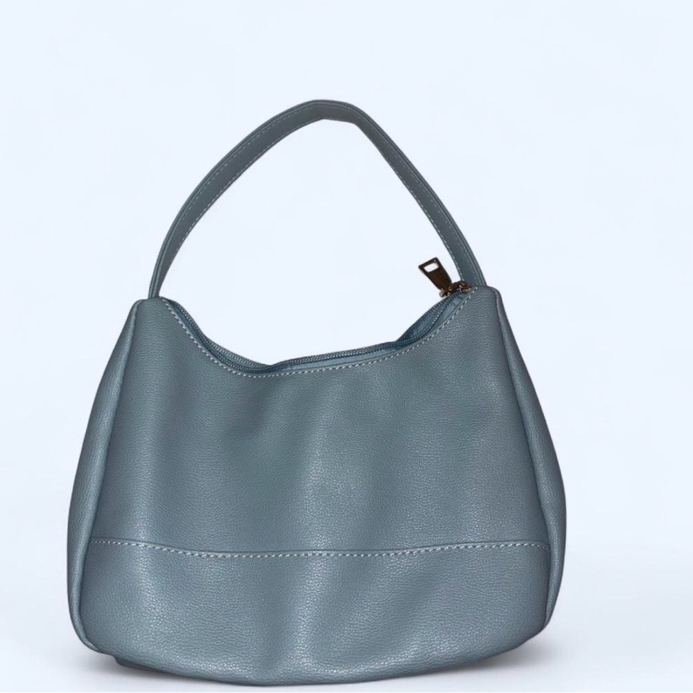 Baby blue leather shoulder bag
